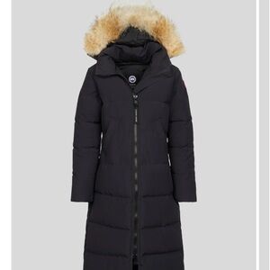 Canada Goose Black Mystique Puffer Coat with Fur Trim